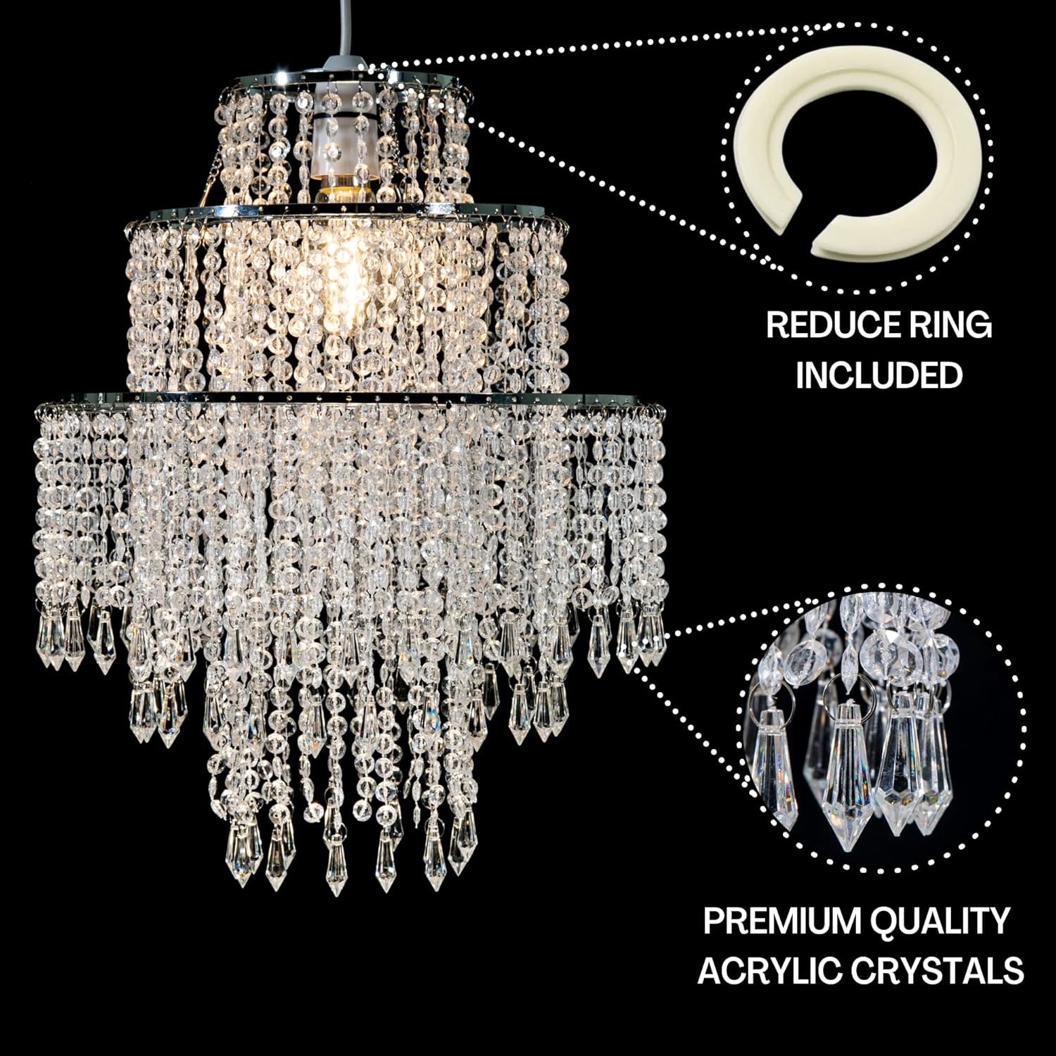 3-Tier Clear Chandelier Light Shade - Image 2